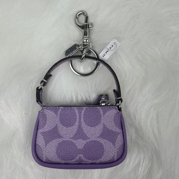 Coach Mini Nolita Bag Charm In Signature Canvas in Iris Purple CX067 NWT - Picture 3 of 4